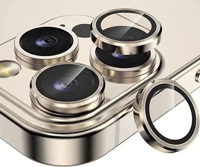 Immagine prodotto di Anello metallico della fotocamera Pellicola di vetro temperato per Apple iPhone 14 Pro Max / 14 Pro Armour Gold