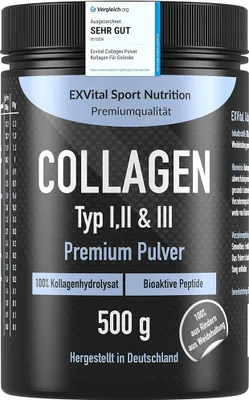 Produktbild von Collagen Pulver 500 Gramm, Bioaktives Kollagen von EXVital