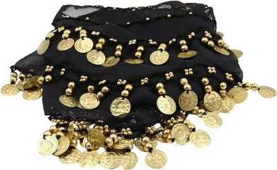 Produktbild von Schwarze Bauchtanz-Hüftkette mit Münzen für Damen