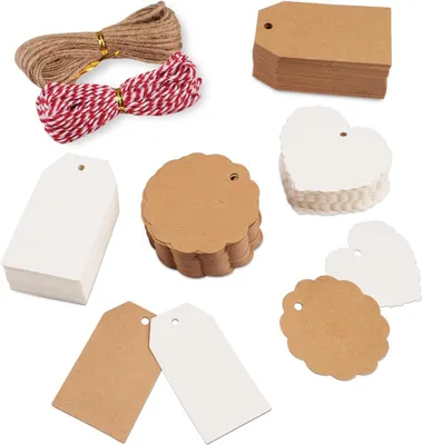 Produktbild von Geschenkanhänger Kraftpapier 200 Stück für Hochzeit, beschriftbare Anhänger in
