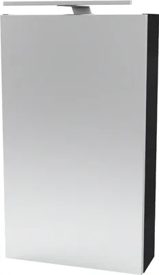 Produktbild von Fackelmann LUNA Spiegelschrank mit LED-Beleuchtung  Alibertschrank für Bad und Gäste-WC (40 x 68 x 15,3 cm)  SBC Badschrank mit Spiegel in Schwarz/Anthrazit  Tür links