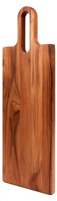 Servierplanke aus FSC-Teakholz, 51x18 cm, mit langem Griff