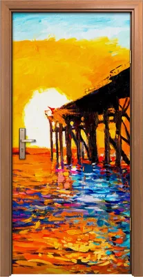 Produktbild von Türposter 90x200 cm Türaufkleber Türtapete Türfolie Klebefolie Brücke Sonnenuntergang Sonne Himmel