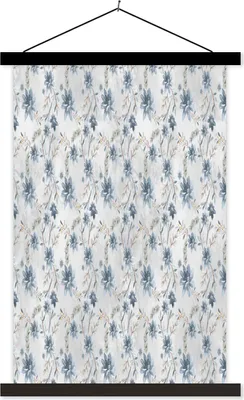 Produktbild von MuchoWow® Textilposter Blumen - Pastell - Aquarell 60x90 cm mit schwarzem Rahmen - Poster Wohnzimmer