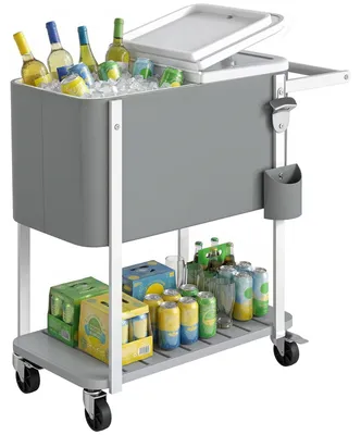 Produktbild von SUGIFT mobiler Getränkewagen, Kühltrolley mit Rollen, Grau