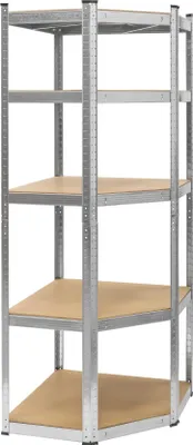 Zdjęcie produktu dla Rebel RB-1254 Metalowy narożny regał magazynowy, 5 półek, 180 x 40 x 70 cm, 875 kg, srebrny