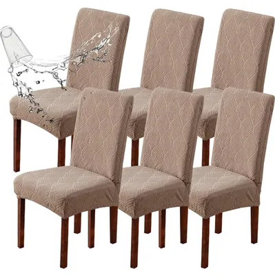Stuhlbezüge-Set 2er, wasserabweisend, dehnbar, taupe, 6 Stück