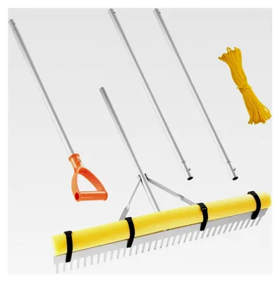 Produktbild von Aluminiumrechen, 914 mm Kopf, Gartenrechen, Unkrautrechen, Landschaftsrechen zum Auflockern von Erde, Garten- und Hofpflege, Teichkies und Strandrasenpflege, schwimmender Teichrechen mit Seil