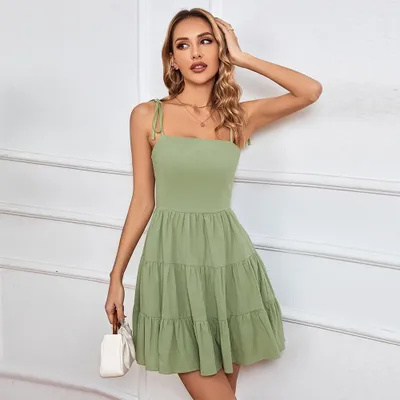 Produktbild von INF Elegantes schwarzes Baumwoll-Strandkleid Grün L