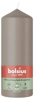 Imagen del producto de Vela Stumpen de Bolsius, color taupe claro, 15 cm de altura, 5,8 cm de diámetro