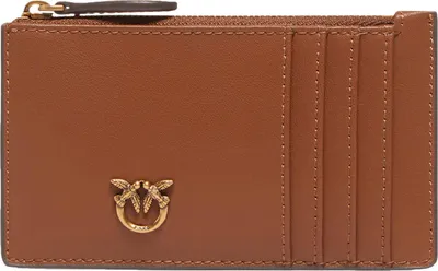Produktbild von PINKO Kartenhalter Airone Cardholder Sheep Nappa Chevron Marrone - Leone - Antique Gold hellbraun
