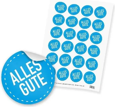 Produktbild von itenga 24x Sticker "Alles Gute" (Motiv 161) blau weiß