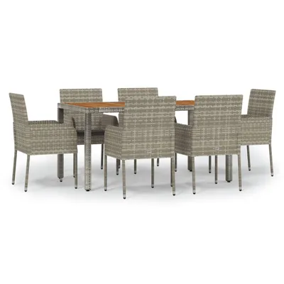 Image de vidaXL Ensemble de jardin 7 pièces avec coussins Gris Poly rotin