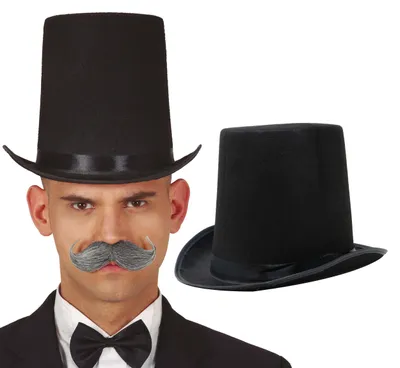 Immagine prodotto di 19 Century High Top Hat Nostalgia Costume Accessorio Elegante Nero Carnevale Moda Feste Elegante Copricapo Rievocazione Storica, Colore: Nero