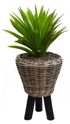 Produktbild von Pflanzen-/blumenkorb auf Beinen - Rattan geflochten - D33 x H45 cm - Pflanztopf - Blumentopf