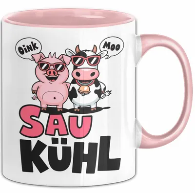 Produktbild von Schweinebauer Schweine Kuh Tier Tasse Geschenk Lustige Geschenkidee Spruch Sau Kuhl (Rosa)