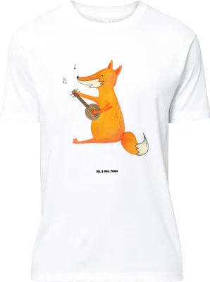 Produktbild von Mr. & Mrs. Panda S T-Shirt Fuchs Gitarre - Weiß - Geschenk, oberteil, Singen, Baumwoll, Sänger, Optimistisch, Spruch-Shirt, Tshirt, Musik