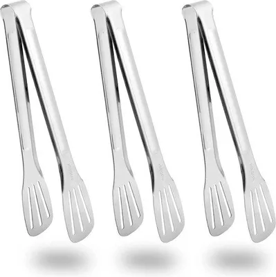 Immagine prodotto di Set di 3 pinze da portata in acciaio inossidabile Unyqoos®, 24 cm – pinze per insalata, ideali per barbecue, buffet, cucina e preparazione di dolci, resistenti alla corrosione, lavabili in lavastoviglie, colore argento