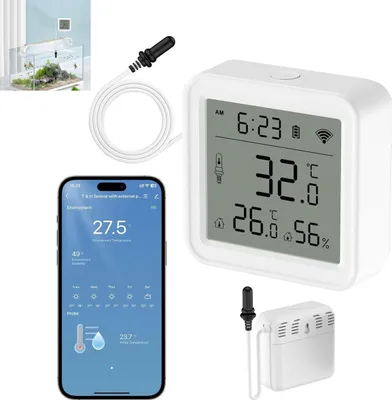 Produktbild von ZigBee Smart Home Sensor – Temperatur & Luftfeuchtigkeit, LCD-Uhr, kabellos, lange Batterielaufzeit
