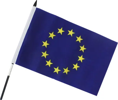 Produktbild von Fahne Flagge 23x15cm mit schwarzem Kunststoffstab "EUROPA" Handflagge Stockfahne Banner Wimpel Fan Sport