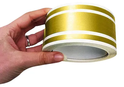 Immagine prodotto di Nastro decorativo adesivo per auto, a tre fili, dorato, 50 mm x 10 m