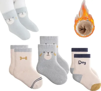 Produktbild von 3 Paar Babysocken Winter Warme Süße Socken Cartoon Kleinkindersocken Kinder Sportsocken Neuheit Weiche Elastische Mädchen Schulsocken Rutschfeste Socken für 1-3 Jahre