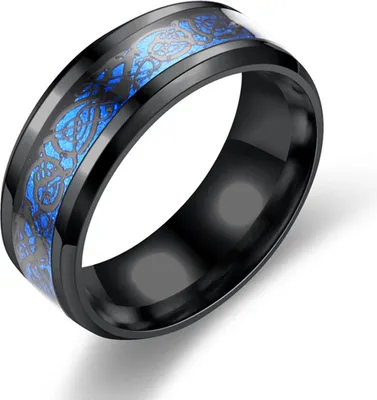 Produktbild von Herrenring, glänzend, schlichtes Schmuckzubehör, Drachenmuster, leuchtender Ring für Dating-Schwarz Blau,US 7