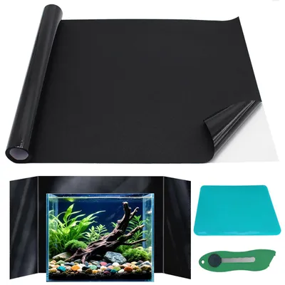 Aquariumfolie schwarz 40x400 cm, selbstklebend, mit Rakel und Messer