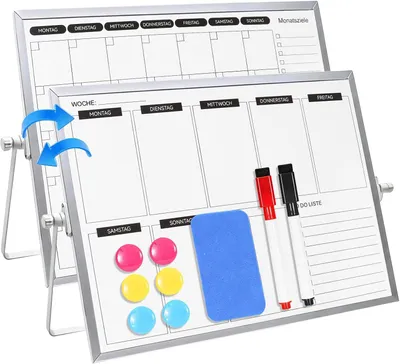 Produktbild von Whiteboard 40x30 cm, doppelseitiger Wochenplaner und Monatsplaner, Wandmontage, für Büro