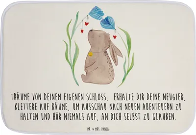Produktbild von Mr. & Mrs. Panda Badezimmerteppich Hase Blume - Weiß - Geschenk, Kaninchen, Duschvorleger, Geburt, Hoffnung, Geburtstag, Kindergeburtstag, Badläufer, Badematte, Ostern