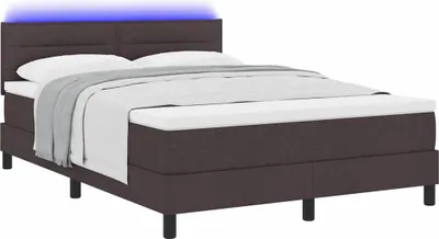 Productafbeelding van Boxspring bed met hoofdeinde Donkerbruin 140 x 200 cm Stof