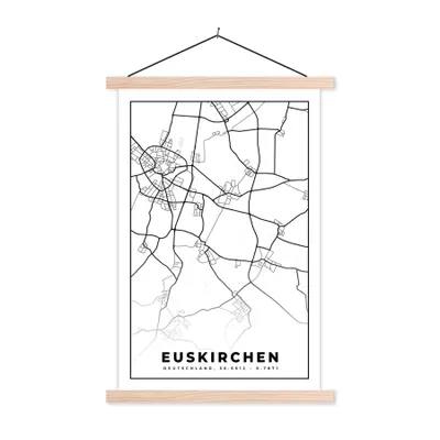 Produktbild von MuchoWow® Textilposter Karte - Stadtplan - Euskirchen - Karte 60x90 cm mit holzfarbenen Rahmen - Textil