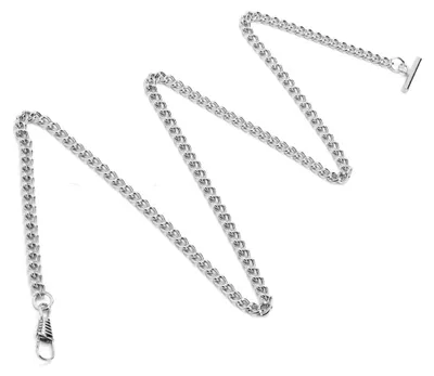 Zdjęcie produktu dla 65 cm długości retro łańcuszek do zegarka kieszonkowego z zawieszką metalową srebrną