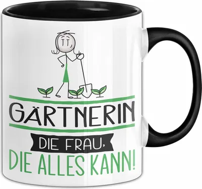 Produktbild von Gärtnerin Geschenk Tasse Becher Die Frau Die Allen Kann Geschenkidee für eine Gärtnerin Lustig (Schwarz)