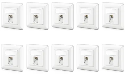 Produktbild von deleyCON CAT6a Netzwerkdose Unterputz RJ45 Keystone 10 Gbps, 10 Stück - Weiß