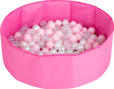 Produktbild von Selonis Faltbare Bällebad Kinder 90x30cm 100 Bunten Bälle ∅6cm - Bällepool Rund für Baby zimmer Babyspielzeug Bällebäder Plastikbälle - Rosa