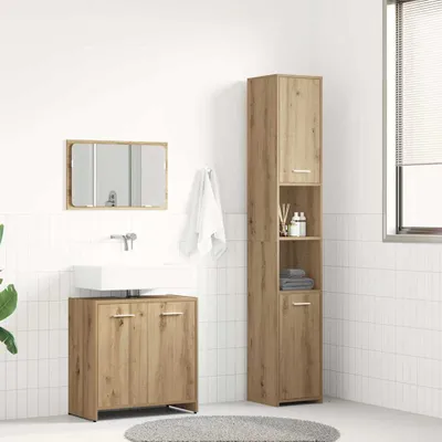 Zdjęcie produktu dla Maison Exclusive – 3-częściowy zestaw mebli łazienkowych Artisan z drewna dębowego