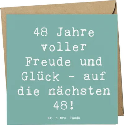 Produktbild von Mr. & Mrs. Panda Grußkarte Spruch 48. Geburtstag Freude - Meeresbrise - Geschenk, doppelkarte, anlasskarte, Klappkarte, herzliche Glückwünsche, Glück, Glückwunschkarte
