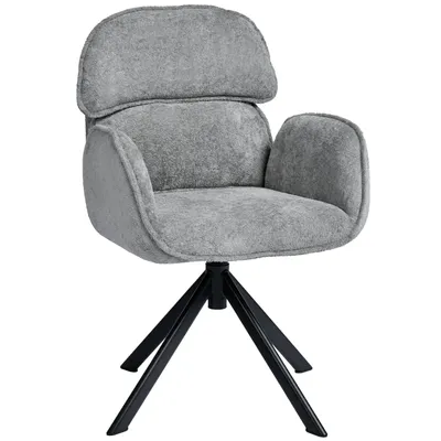 Obrázek produktu pro Jídelní židle Duhome s 360° otočnou konstrukcí, potažené plyšovou látkou "teddy", s područkami a dvoustupňově nastavitelnou opěradlem, barva šedá