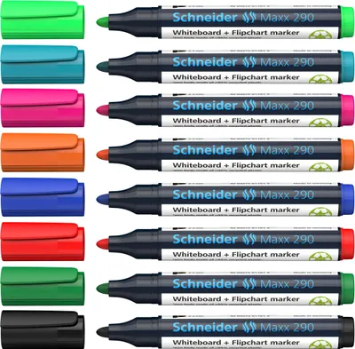 Produktbild von Schneider Maxx 290 Whiteboard- und Flipchart-Marker farbsortiert 2,0 - 3,0 mm, 8 St.