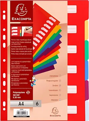 Obrázok produktu pre Plastové spisy EXACOMPTA, prázdne, A4, 6 častí