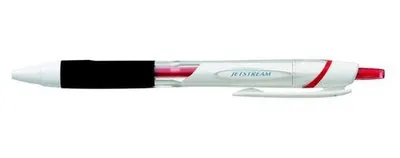 Produktbild von Kugelschreiber, 0,35 mm, Druckmechanismus, weißer Schaft, Marke "UNI", Modell "SXN-155 Jetstream", Farbe: rot