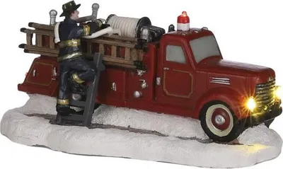Productafbeelding van Village fire truck b/o l17xw9xh8,5 cm kersthuisje Luville