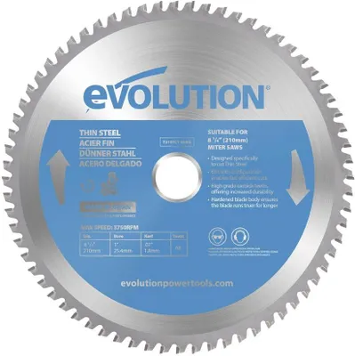 Produktbild von Evolution TCT-Sägeblatt für dünne Stahlschnitte, 210 mm/68 Z, für Gehrungssägen