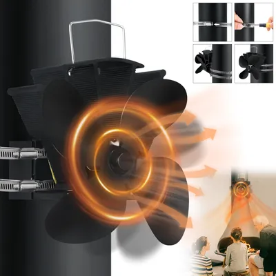 Produktbild von LZQ 4 Blätter Hängender Kaminventilator Ofenventilator Kamin Lüfter Stromloser Holzofenventilator