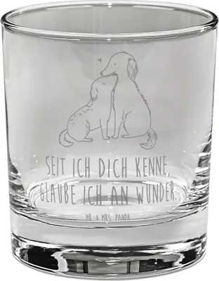 Produktbild von Mr. & Mrs. Panda Glas für Gin Hunde Liebe - Transparent - Geschenk, Longdrinkglas, Wunder, Tumbler, Cocktailglas, Kuss, Hund, Herz, Glaube, gravur, Tierliebhaber