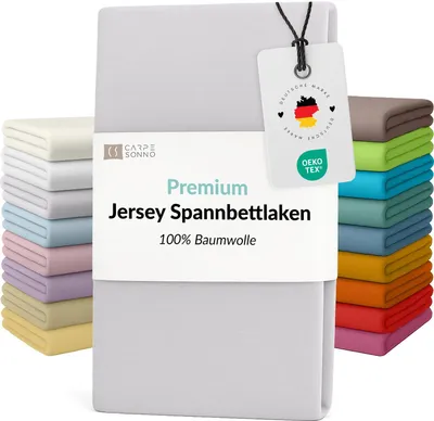 Produktbild von Mako Jersey Spannbettlaken 100x200 - 90x200 aus 100% Baumwolle Bettlaken Silber