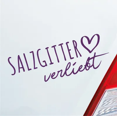Produktbild von Auto Aufkleber Salzgitter verliebt Herz Stadt Heimat Liebe Car 19x7 cm Lila Sticker Heckscheibenaufkleber
