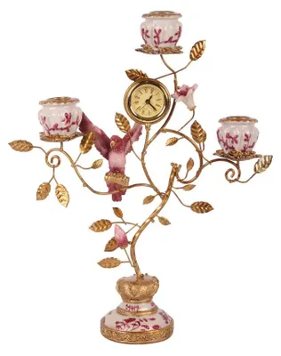 Image de Support-bougie perroquet avec horloge, 32 cm, rouge, en résine