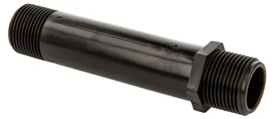 Produktbild von tecuro Rohrdoppelnippel Durchführung 1 Zoll AG/AG x 160 mm, (DN24), PP-schwarz